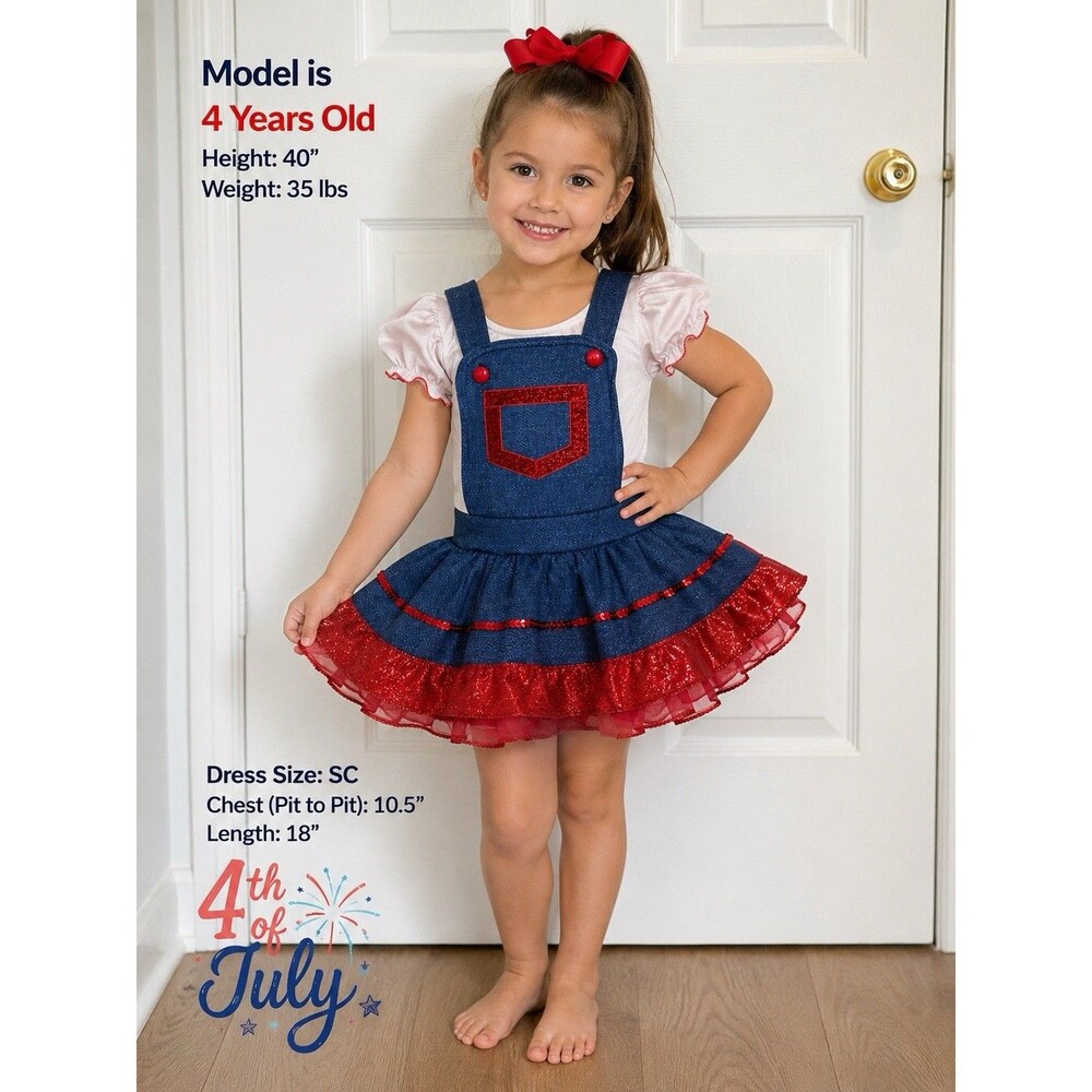 Weissman Tutu 4th of July Girls Dress 3/4 Years Red Blue Sparkle SC